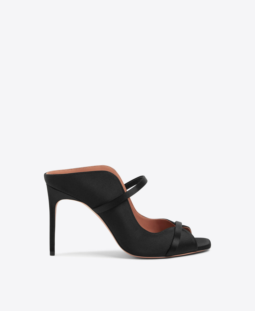 Noah 90 Black Satin Heeled Sandals Malone Souliers