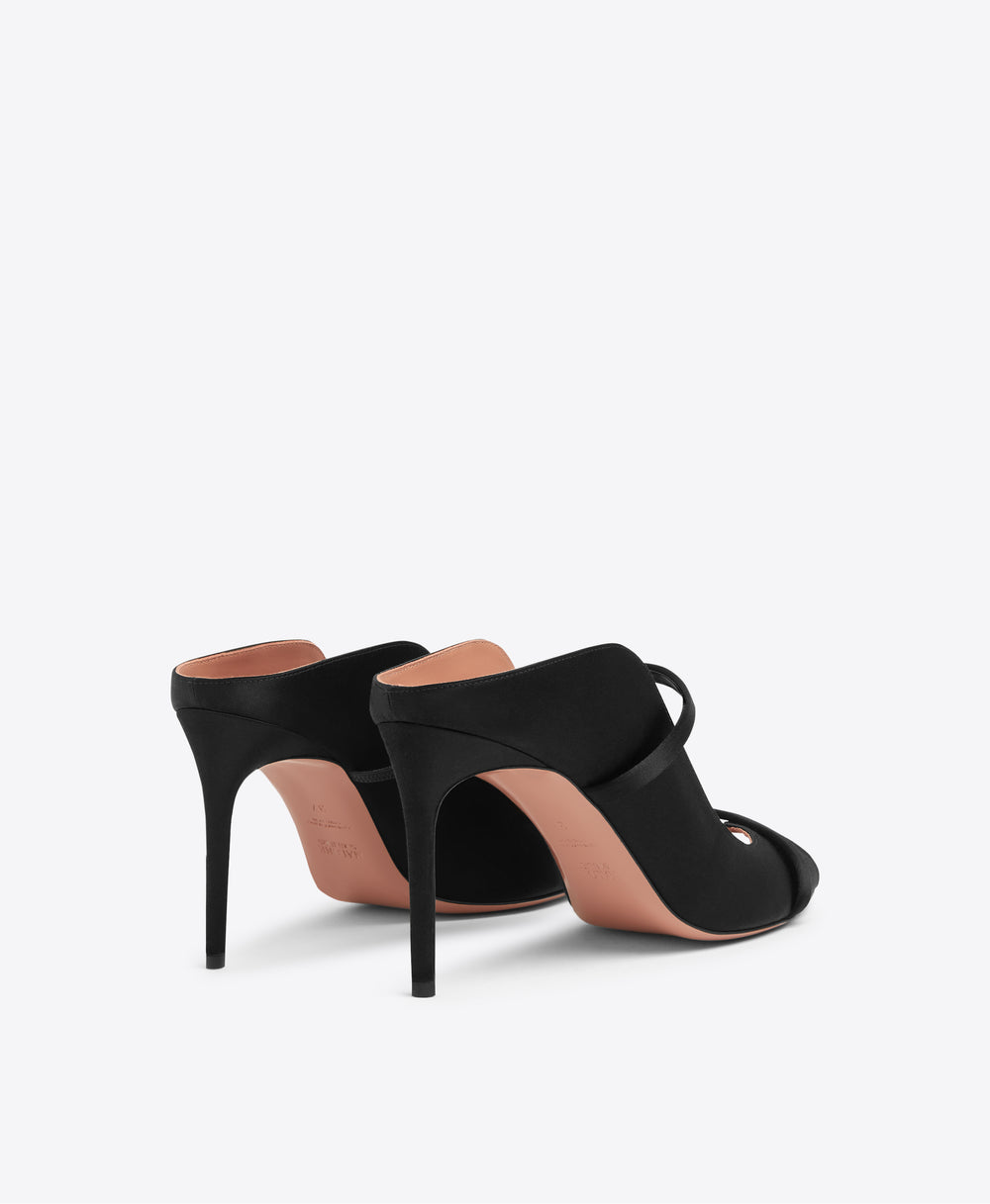 Noah 90 Black Satin Heeled Sandals Malone Souliers