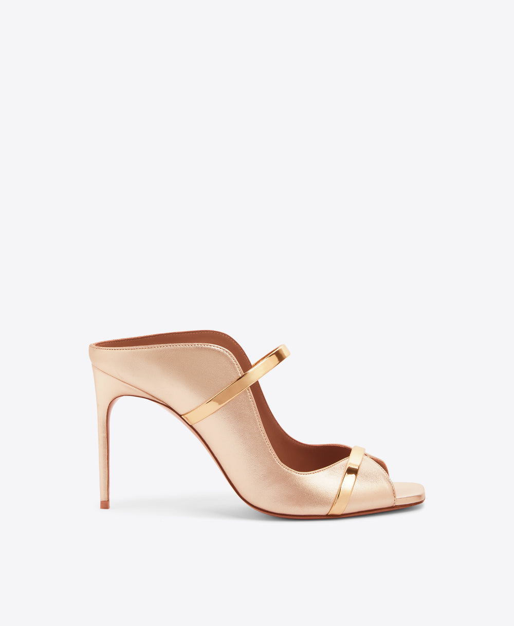 Noah 90 Rose Gold Leather Heeled Sandals Malone Souliers