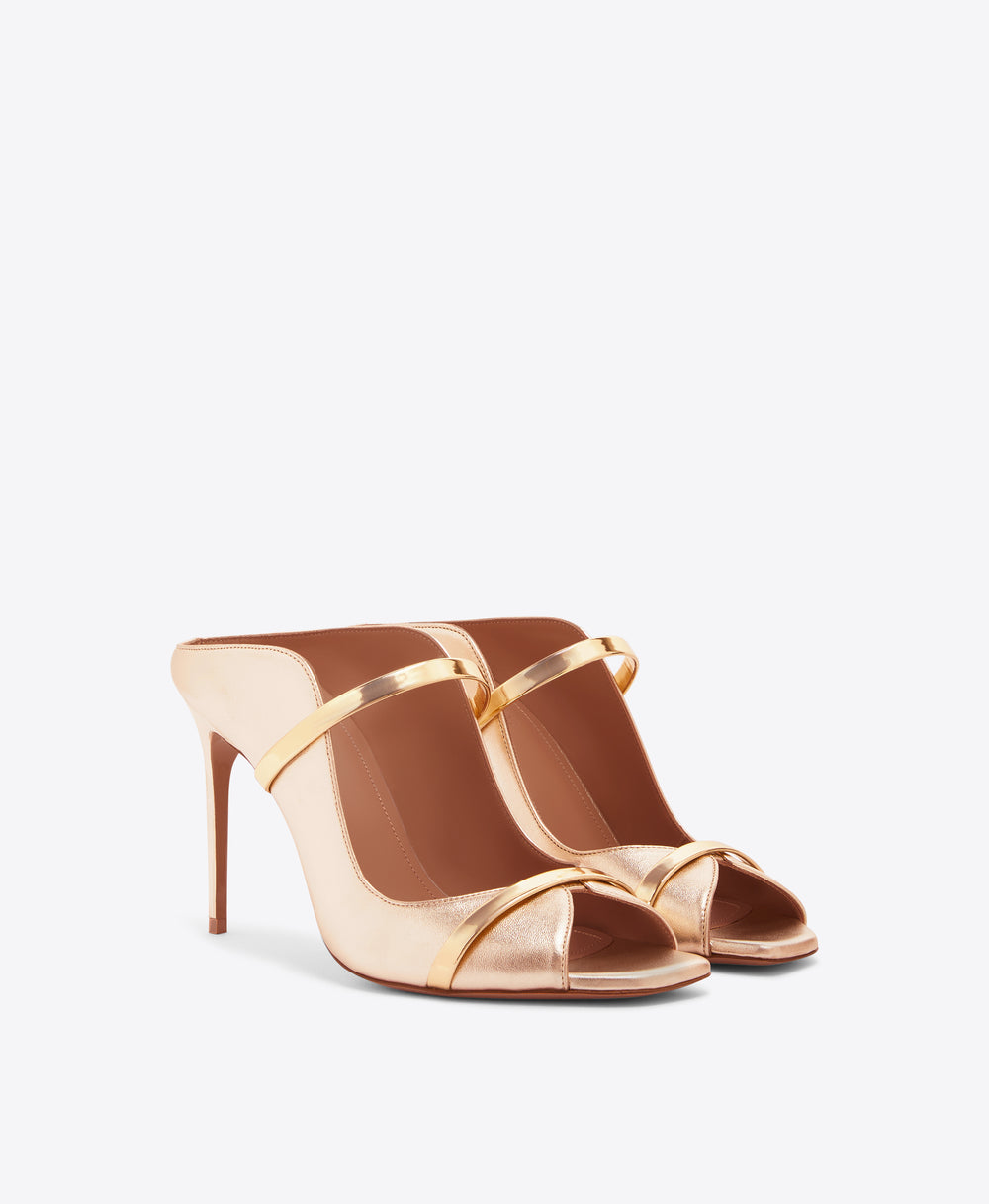 Noah 90 Rose Gold Leather Heeled Sandals Malone Souliers