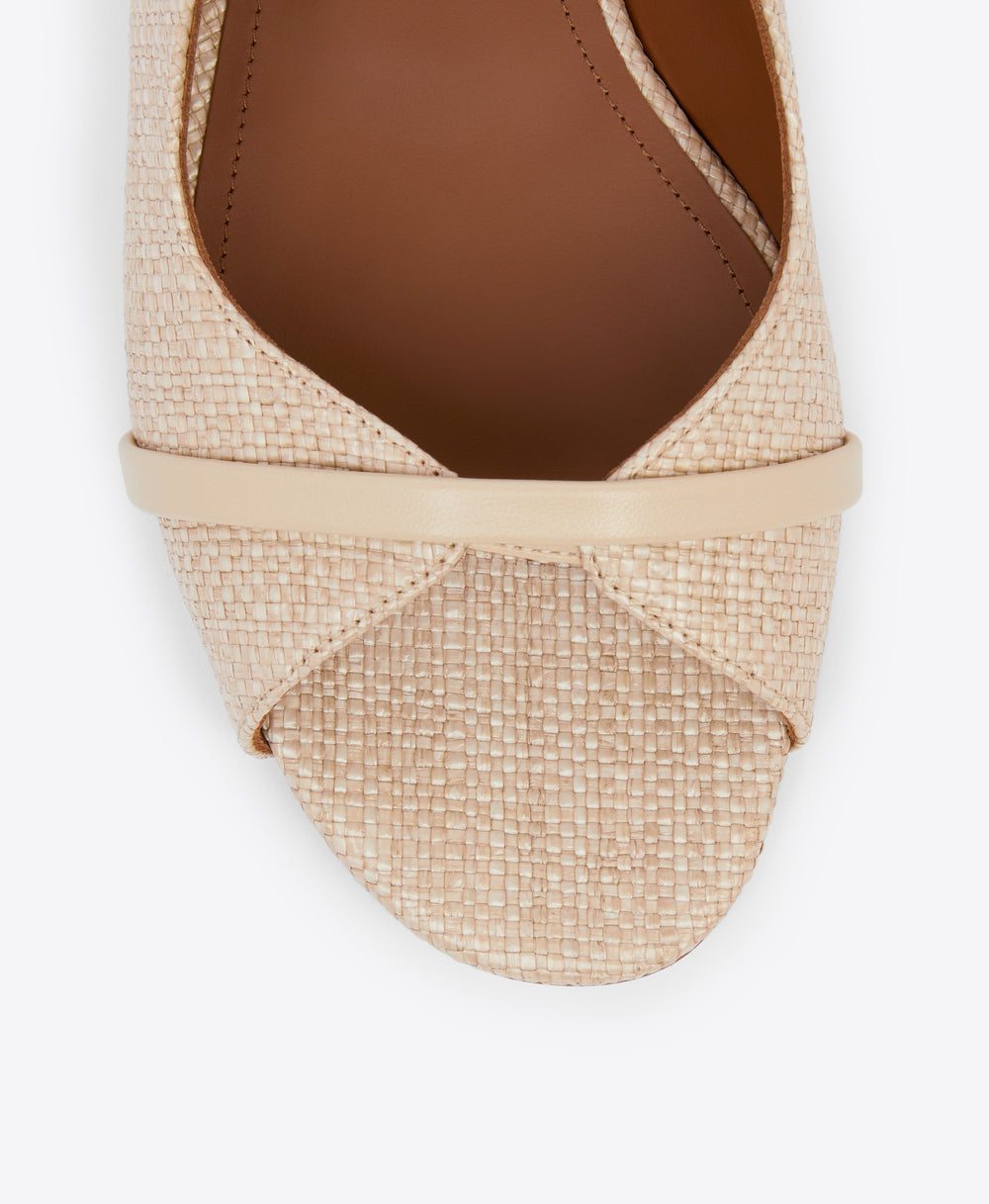 Malone Souliers Norah Beige Raffia Flat Sandal Mules