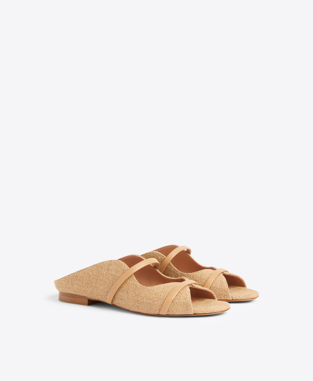 Norah Flat Sepia Jute Flat Sandals Malone Souliers