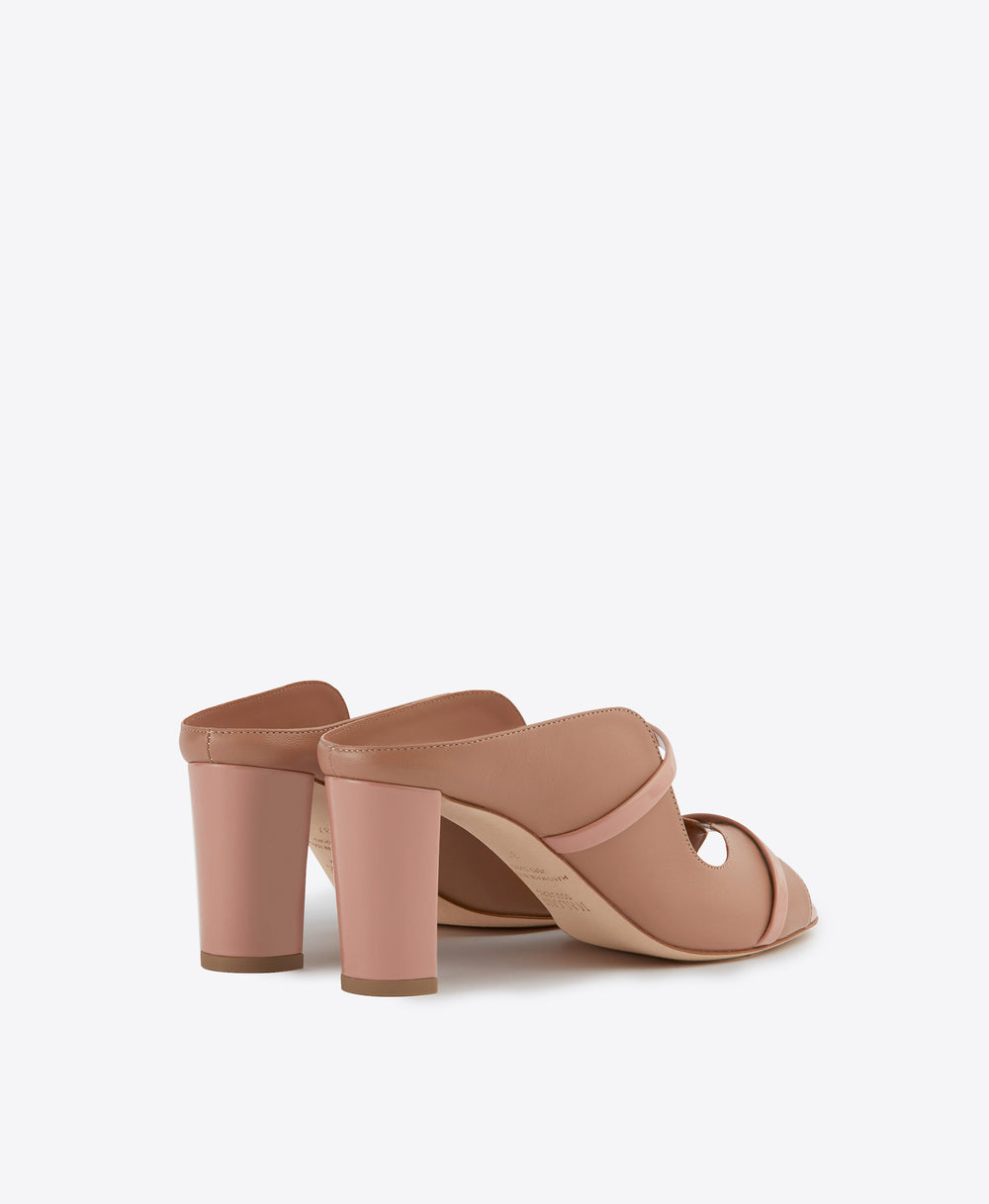 Women's Nude Leather Block Heel Mules Malone Souliers