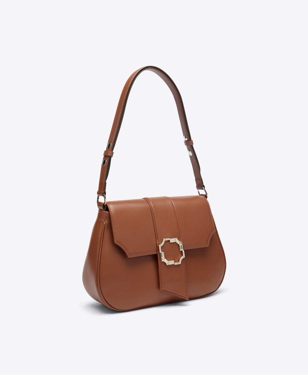 Women's Olivia Brown Calf Leather Shoulder Bag Malone Souliers