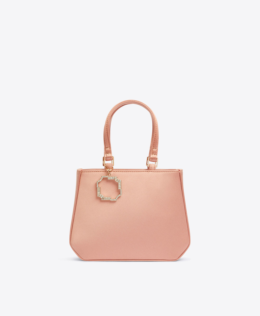 Women's Blush Satin Hexagon Mini Shopper Bag Malone Souliers