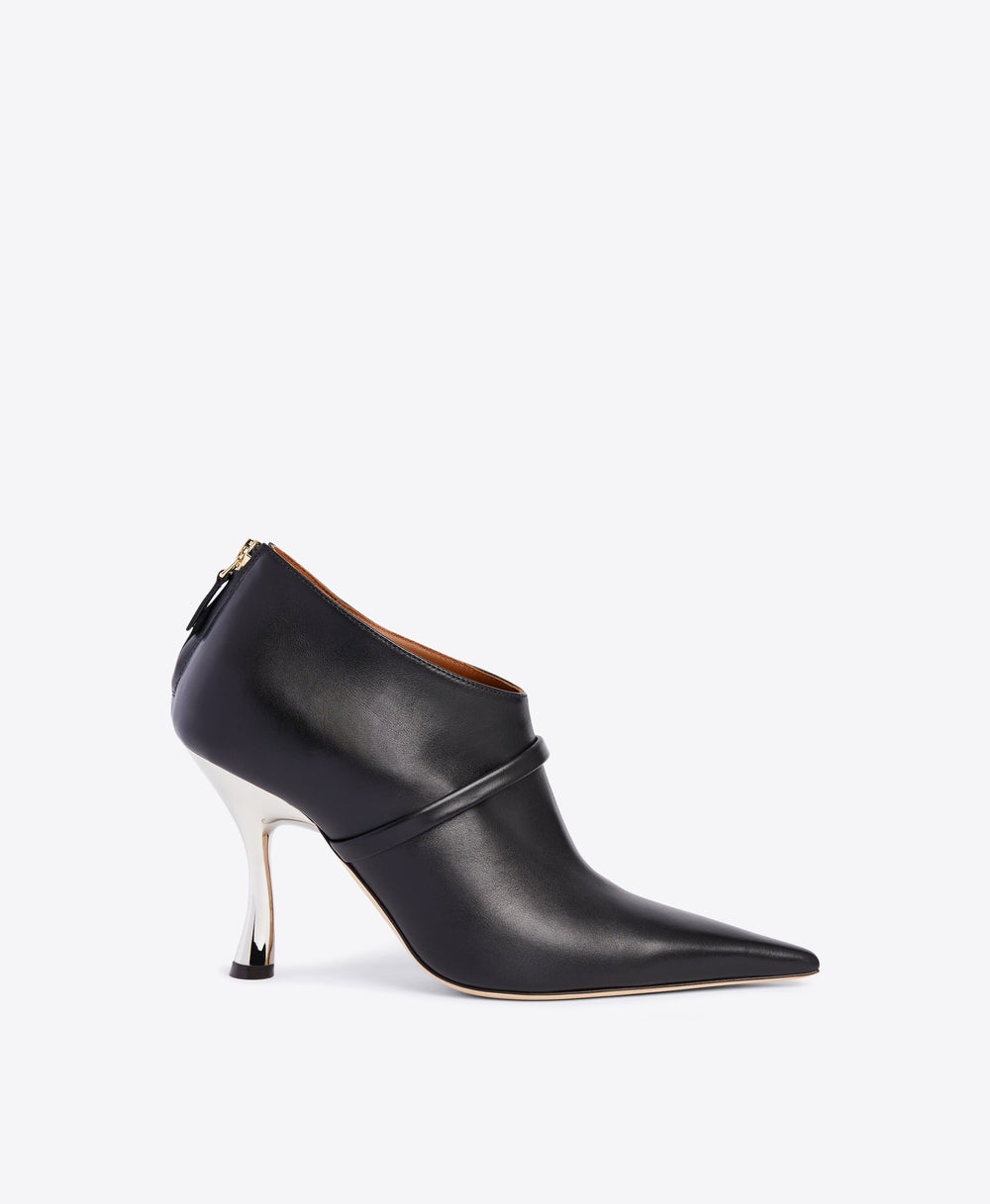 Pointed Toe Bootie in Black Calf - Single Strap | Malone Souliers