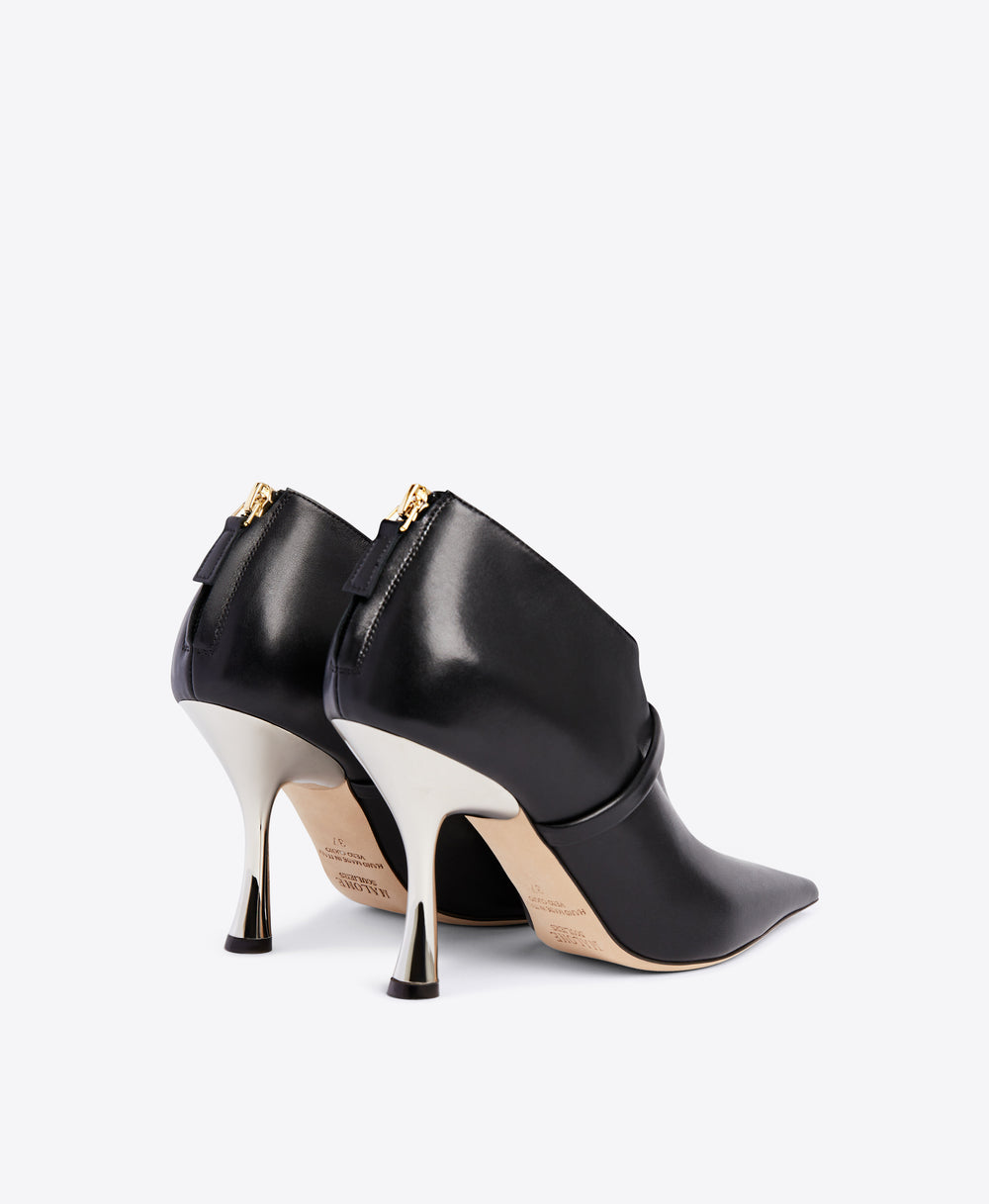 Pointed Toe Bootie in Black Calf - Single Strap | Malone Souliers