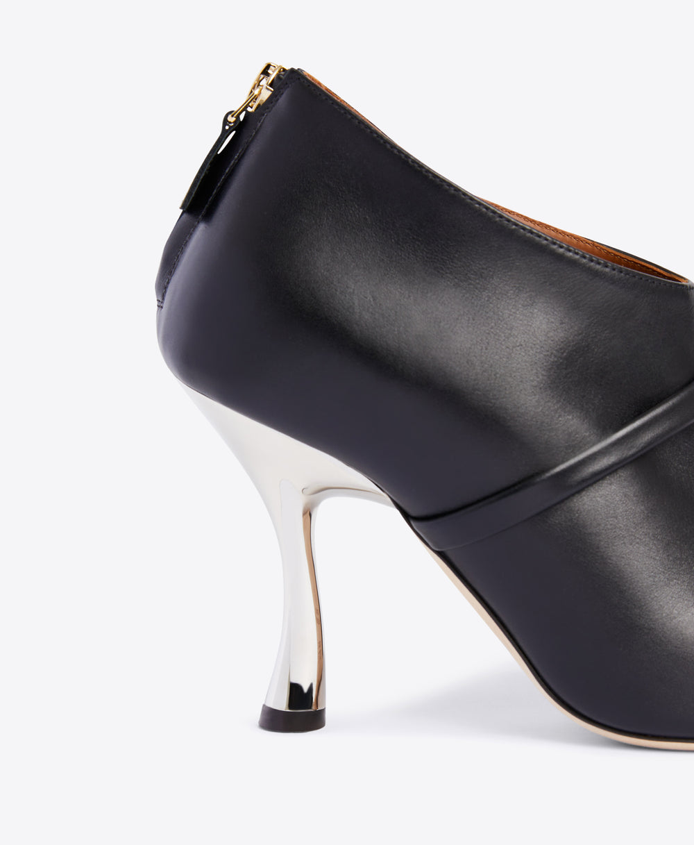 Pointed Toe Bootie in Black Calf - Single Strap | Malone Souliers