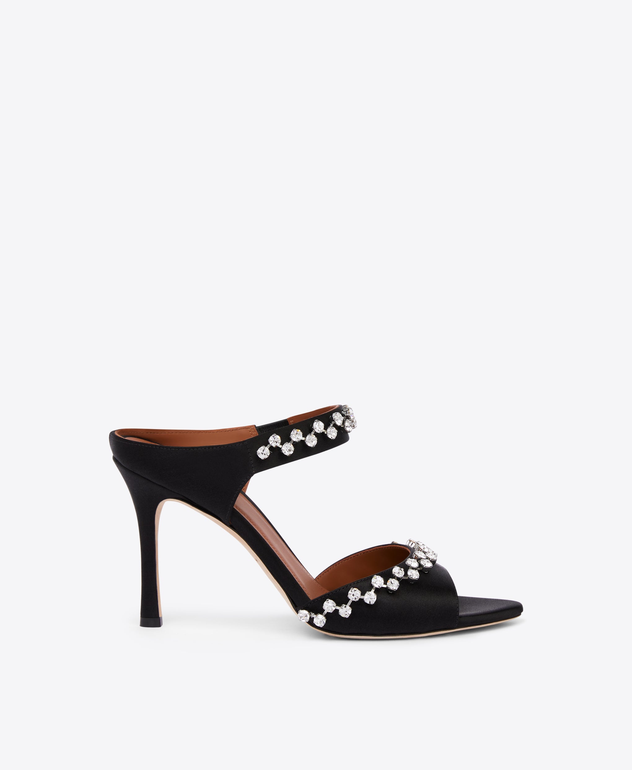 Tala 90 Black Satin Sandals| Malone Souliers