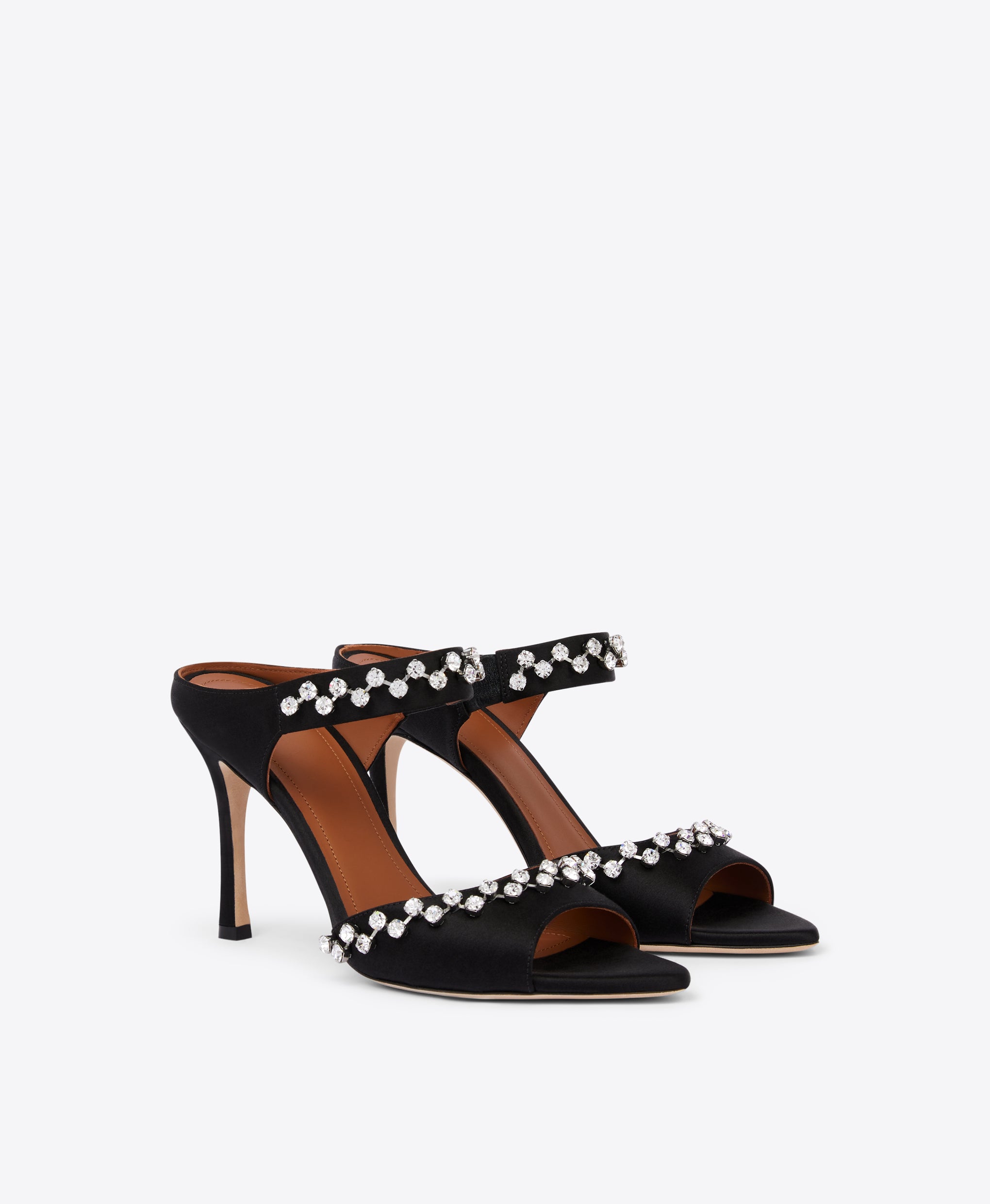 Tala 90 Black Satin Sandals| Malone Souliers