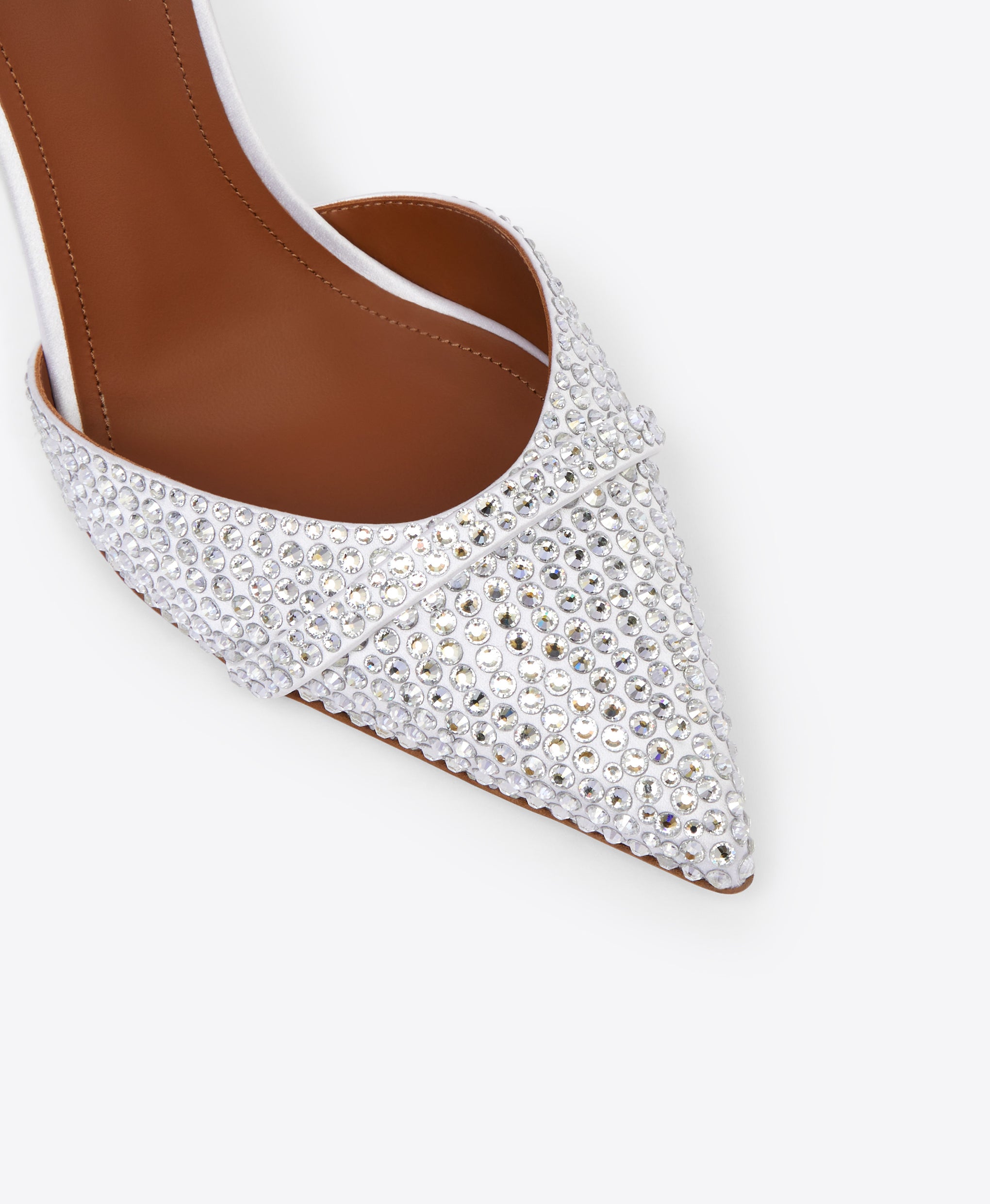 Malone Souliers Uma 90mm White Crystal Satin Heeled Mules