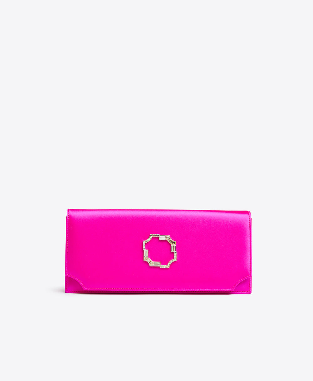 Women's Fuschia Satin Magnetic Clutch Bag Malone Souliers