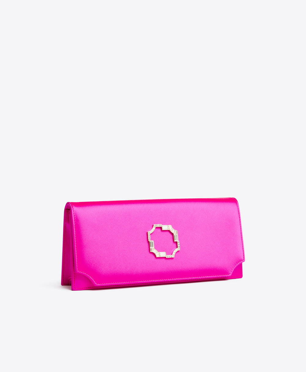 Women's Fuschia Satin Magnetic Clutch Bag Malone Souliers