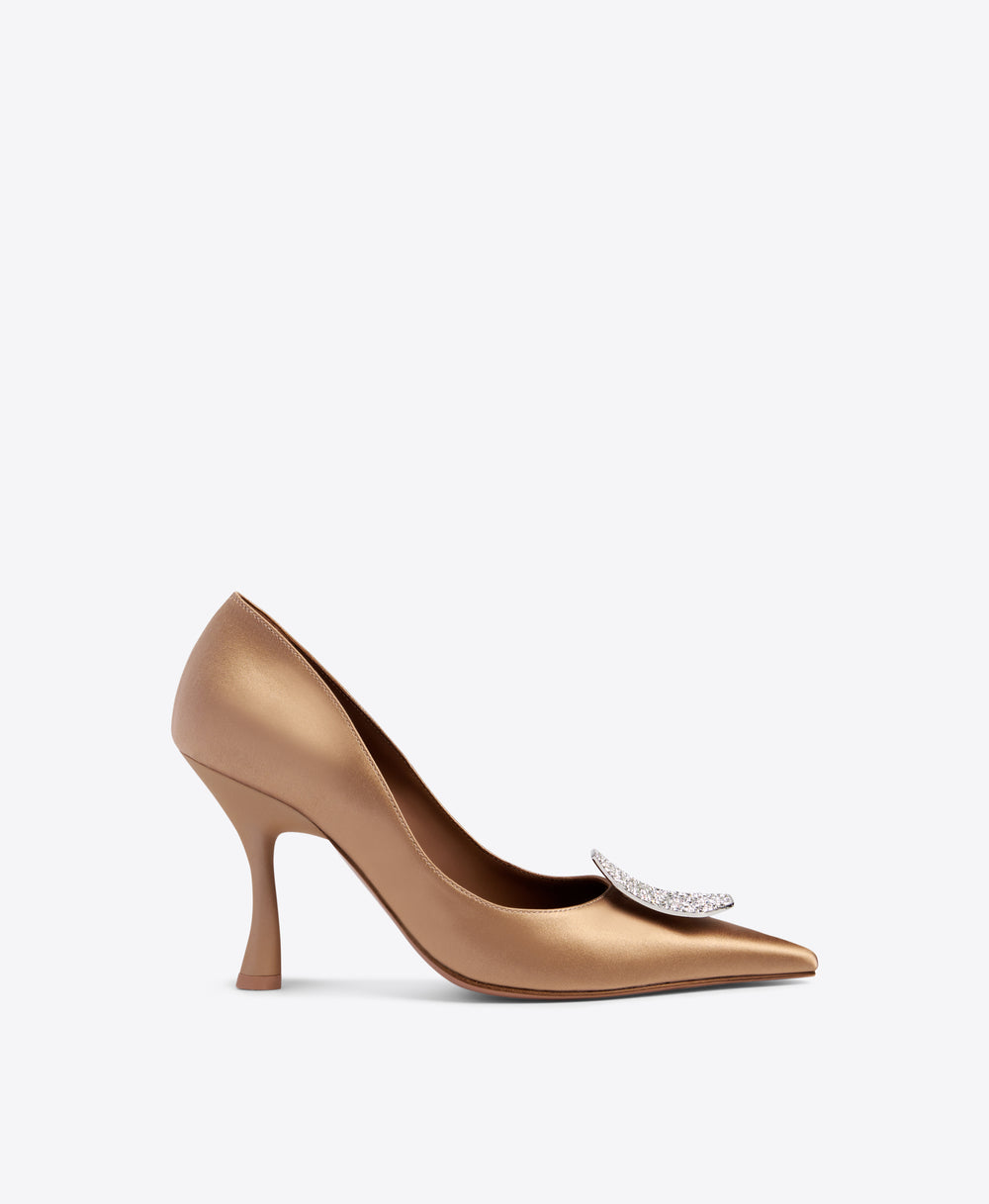 Malone Souliers Vonn 90mm Sepia Satin Heeled Pumps