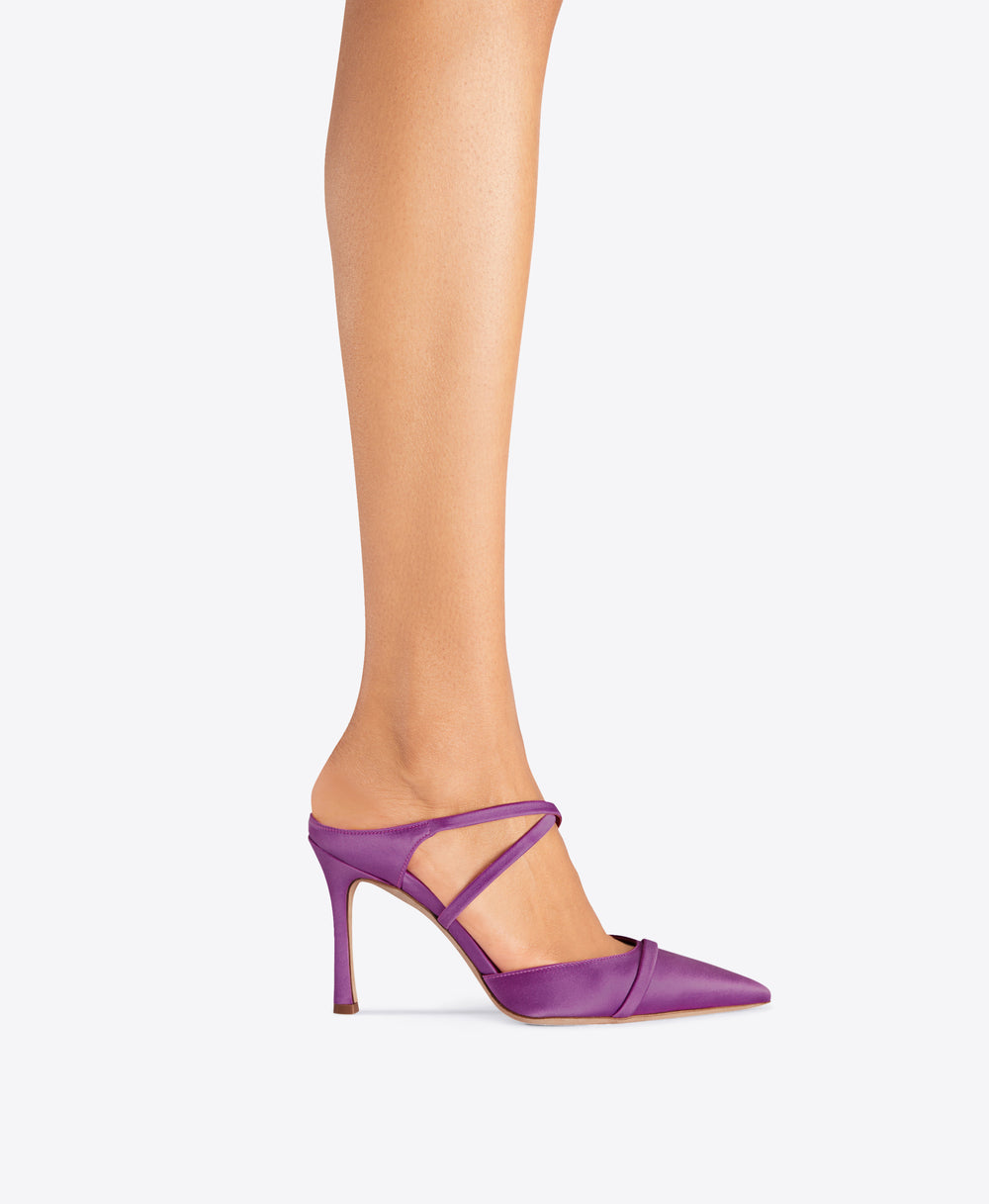 Women's Purple Satin Stiletto Mules Malone Souliers