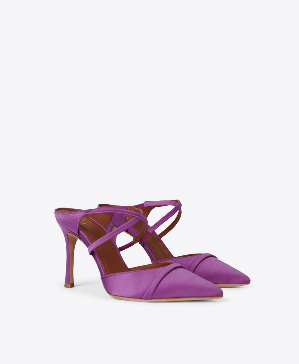 Women's Purple Satin Stiletto Mules Malone Souliers